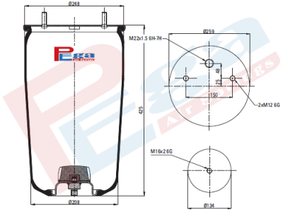 P10.940.S Пневморессора W01-M58-8613 верхняя часть (Pega P10.940.S Пневморессора W01-M58-8613 верхняя часть)