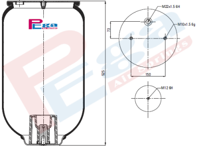 P10.4158.S02 Пневморессора W01-M58-6257 верхняя часть (Pega P10.4158.S02 Пневморессора W01-M58-6257 верхняя часть)